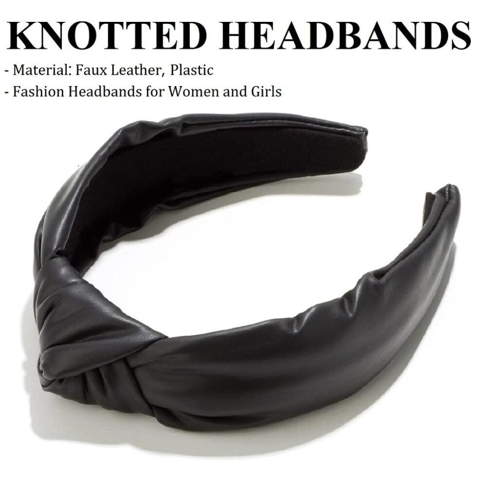 Classic Black Leather Top Knot Headband - The Perfect Gift for Fashion Lovers - Picture 2 of 6